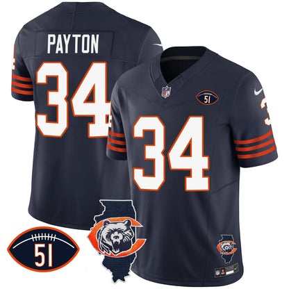 Bears Throwback Illinois Patch Vapor Jersey - All Stitched