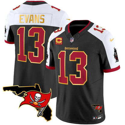 Buccaneers Florida Patch Gold Trim Vapor Jersey - All Stitched