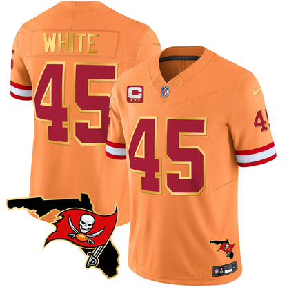 Buccaneers Florida Patch Gold Trim Vapor Jersey - All Stitched