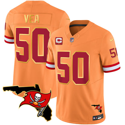 Buccaneers Florida Patch Gold Trim Vapor Jersey - All Stitched