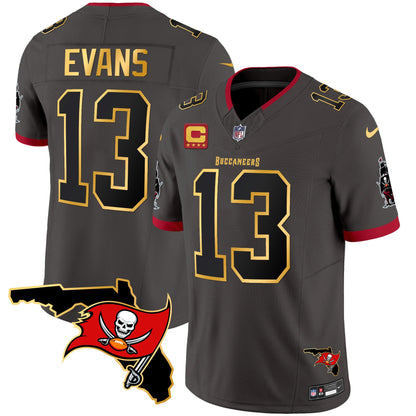 Buccaneers Florida Patch Gold Trim Vapor Jersey - All Stitched