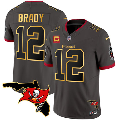 Buccaneers Florida Patch Gold Trim Vapor Jersey - All Stitched