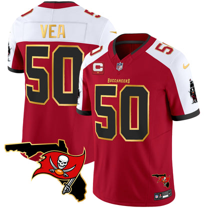 Buccaneers Florida Patch Gold Trim Vapor Jersey - All Stitched