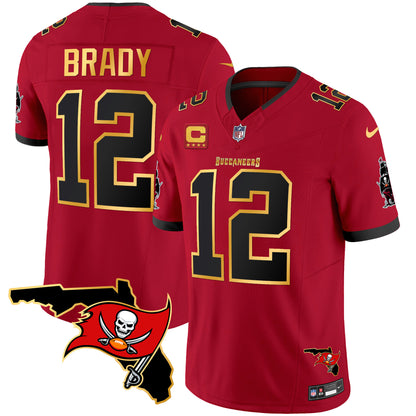 Buccaneers Florida Patch Gold Trim Vapor Jersey - All Stitched