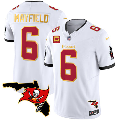 Buccaneers Florida Patch Gold Trim Vapor Jersey - All Stitched