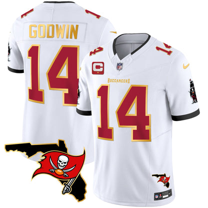 Buccaneers Florida Patch Gold Trim Vapor Jersey - All Stitched