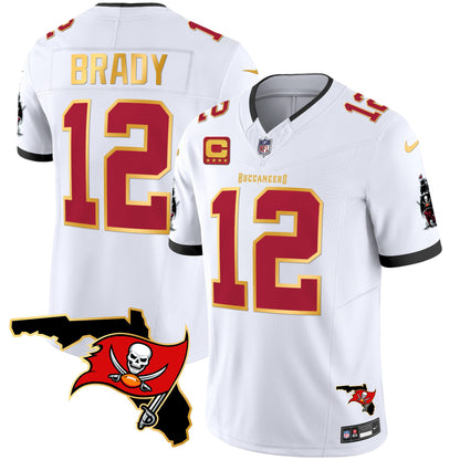 Buccaneers Florida Patch Gold Trim Vapor Jersey - All Stitched