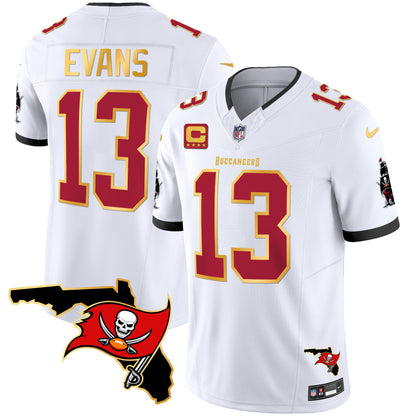 Buccaneers Florida Patch Gold Trim Vapor Jersey - All Stitched