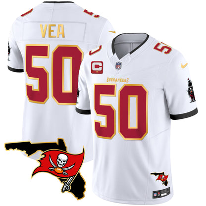 Buccaneers Florida Patch Gold Trim Vapor Jersey - All Stitched