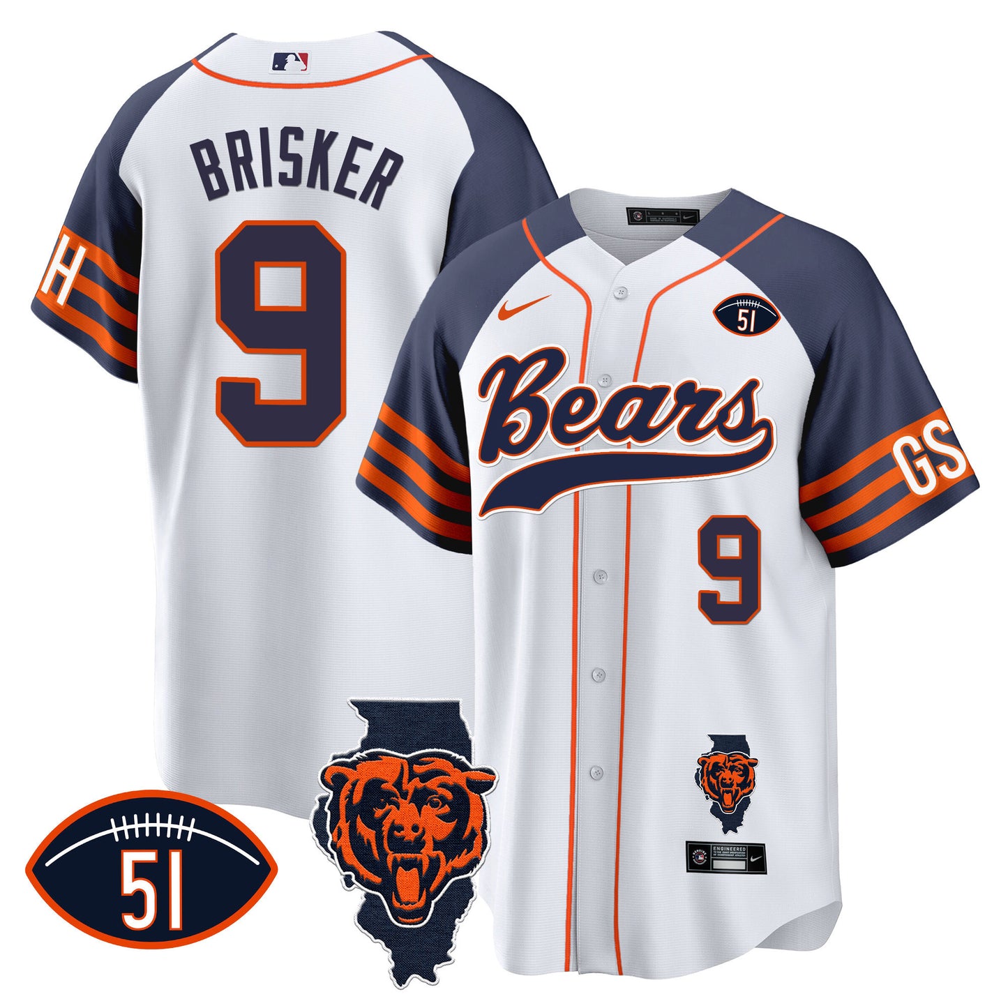 Bears Illinois Patch Baseball Jersey - All Stitched