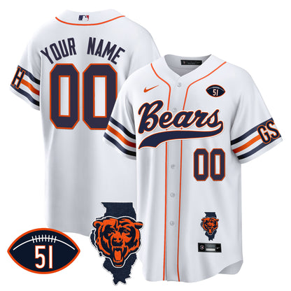 Bears Illinois Patch Baseball Custom Jersey - All Stitched