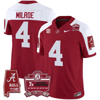 Alabama Crimson Tide Nick Saban 7x Champions Patch Vapor Jersey - All Stitched