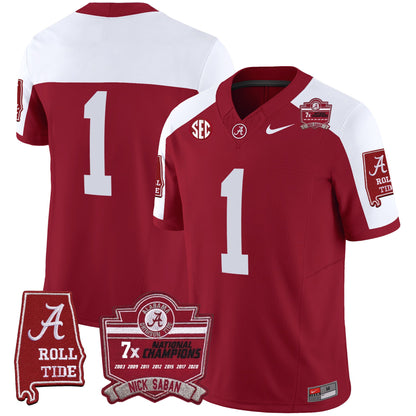 Alabama Crimson Tide Nick Saban 7x Champions Patch Vapor Jersey - All Stitched