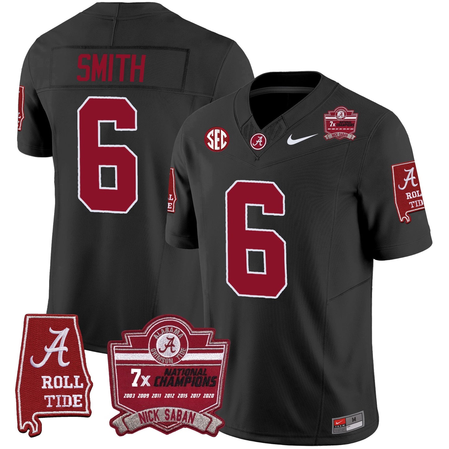 Alabama Crimson Tide Nick Saban 7x Champions Patch Vapor Jersey - All Stitched