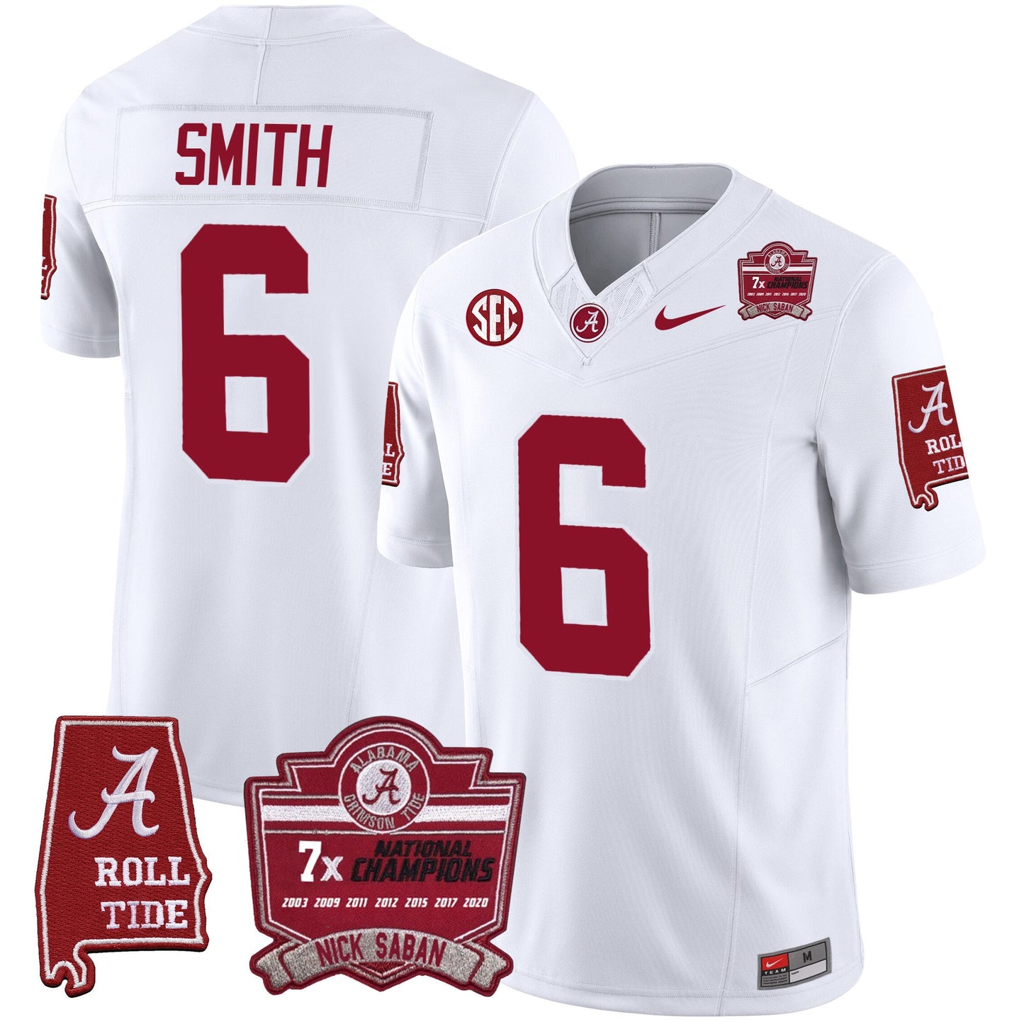 Alabama Crimson Tide Nick Saban 7x Champions Patch Vapor Jersey - All Stitched