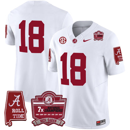 Alabama Crimson Tide Nick Saban 7x Champions Patch Vapor Jersey - All Stitched