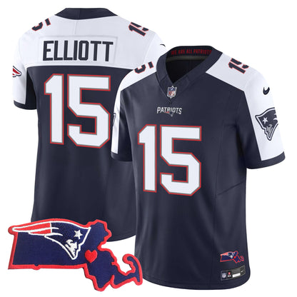 Patriots Massachusetts Patch Vapor Jersey - All Stitched