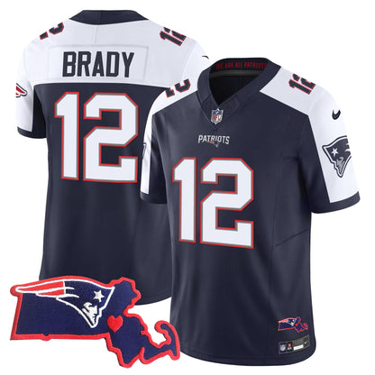 Patriots Massachusetts Patch Vapor Jersey - All Stitched