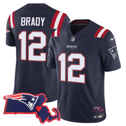 Patriots Massachusetts Patch Vapor Jersey - All Stitched