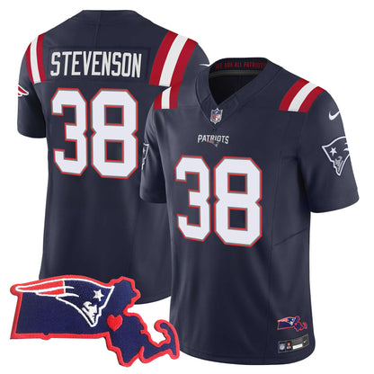 Patriots Massachusetts Patch Vapor Jersey - All Stitched