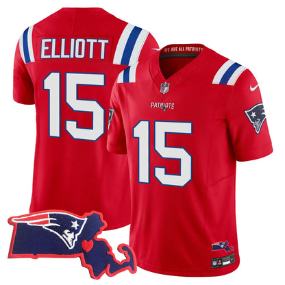 Patriots Massachusetts Patch Vapor Jersey - All Stitched