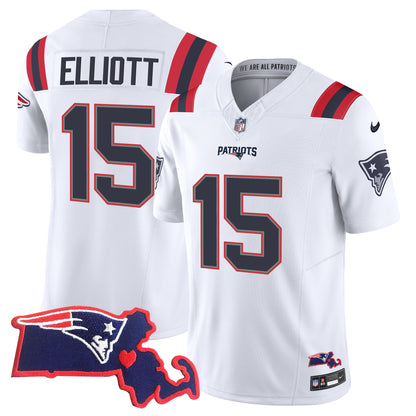 Patriots Massachusetts Patch Vapor Jersey - All Stitched