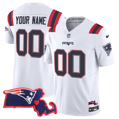 Patriots Massachusetts Patch Vapor Custom Jersey - All Stitched