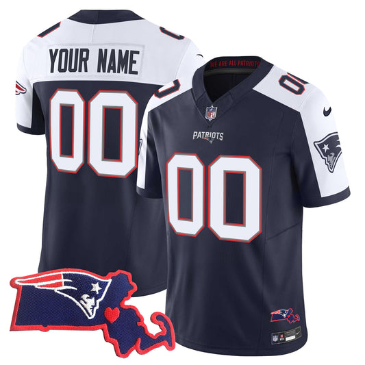 Patriots Massachusetts Patch Vapor Custom Jersey - All Stitched