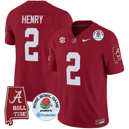 Alabama Crimson Tide Rose Bowl Patch Vapor Limited Jersey - All Stitched