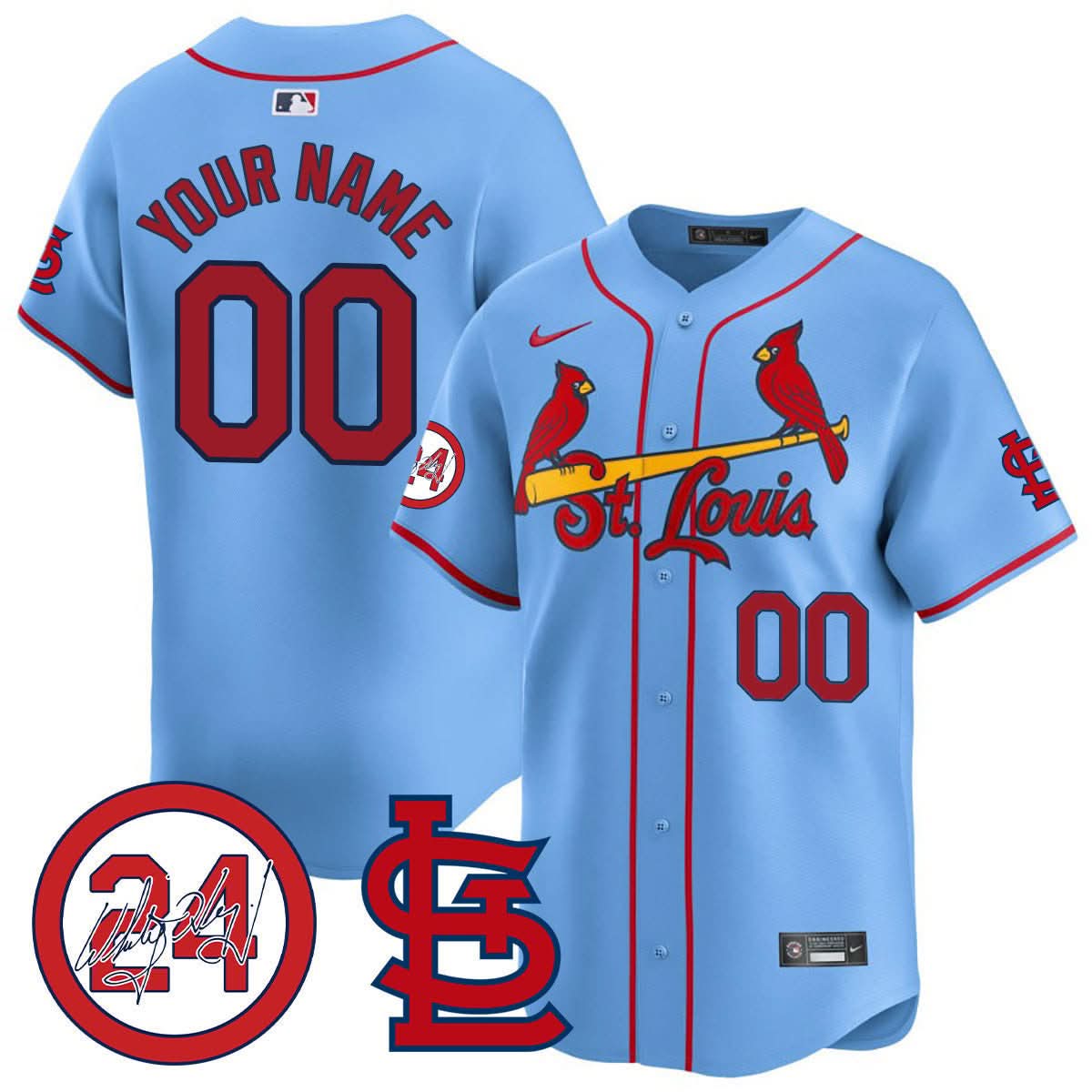 St. Louis Cardinals Memorial Vapor Premier Limited Custom Jersey - All Stitched