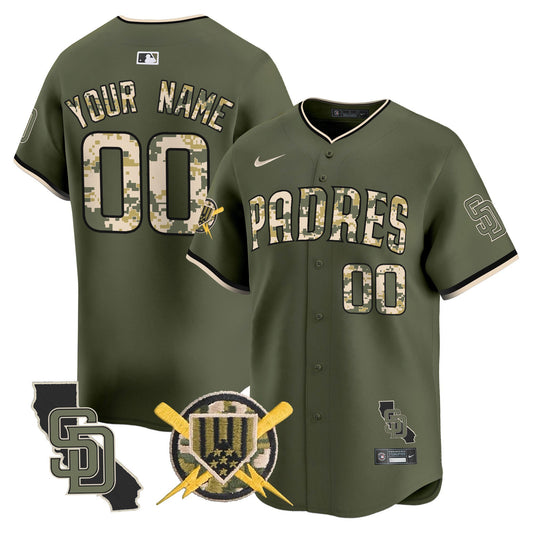 Padres Armed Forces Day Vapor Premier Limited Custom Jersey - All Stitched