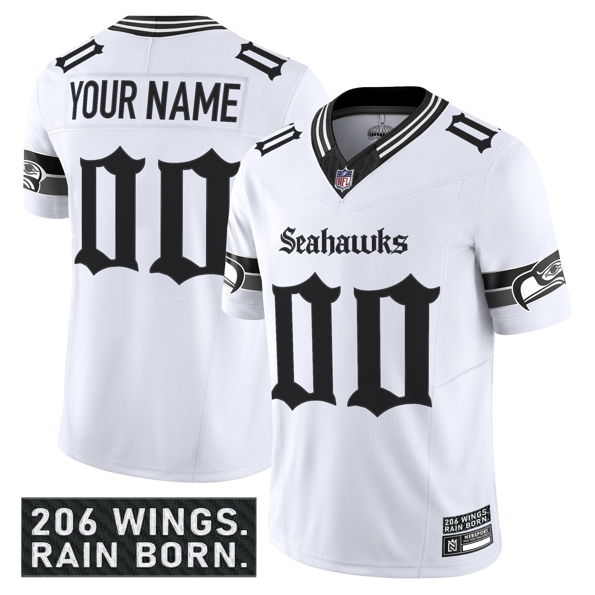 Seattle Seahawks 'Gothic Rain City Shadows Edition' Vapor Limited Custom Jersey - All Stitched