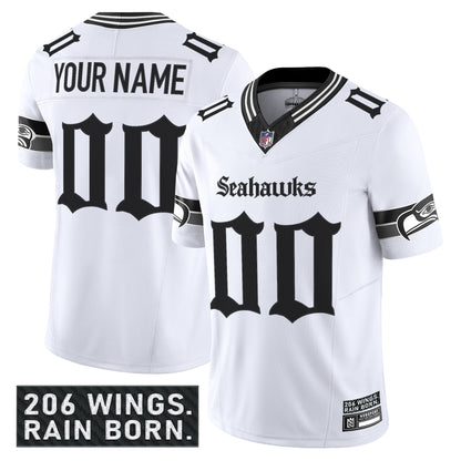 Seattle Seahawks 'Gothic Rain City Shadows Edition' Vapor Limited Custom Jersey - All Stitched