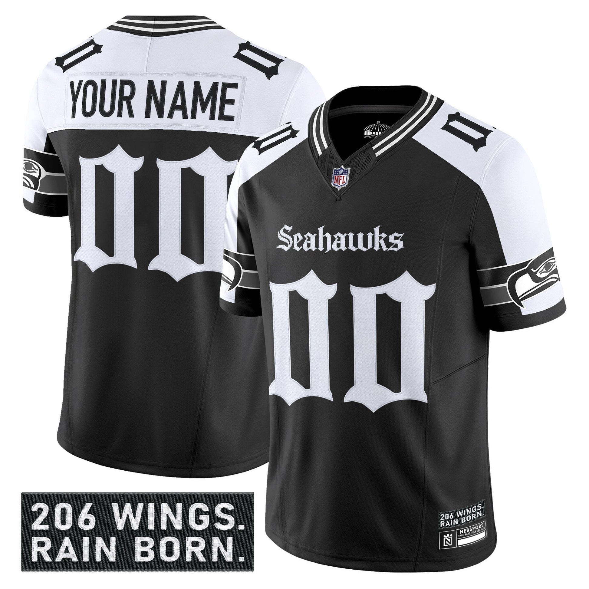 Seattle Seahawks 'Gothic Rain City Shadows Edition' Vapor Limited Custom Jersey - All Stitched
