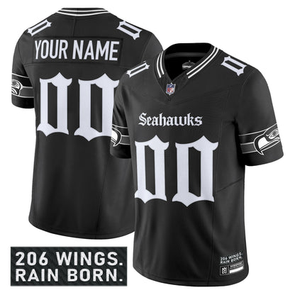 Seattle Seahawks 'Gothic Rain City Shadows Edition' Vapor Limited Custom Jersey - All Stitched