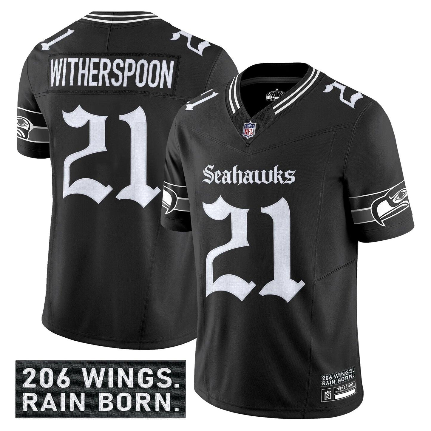 Men's Seattle Seahawks 'Gothic Rain City Shadows Edition' Vapor Limited Jersey - All Stitched