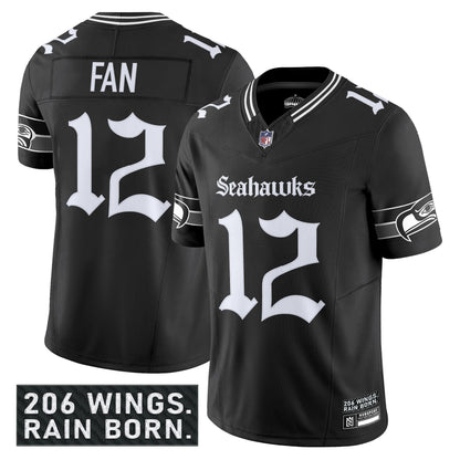 Men's Seattle Seahawks 'Gothic Rain City Shadows Edition' Vapor Limited Jersey - All Stitched