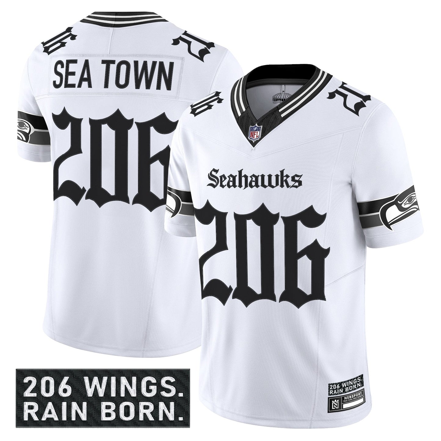 Men's Seattle Seahawks 'Gothic Rain City Shadows Edition' Vapor Limited Jersey - All Stitched