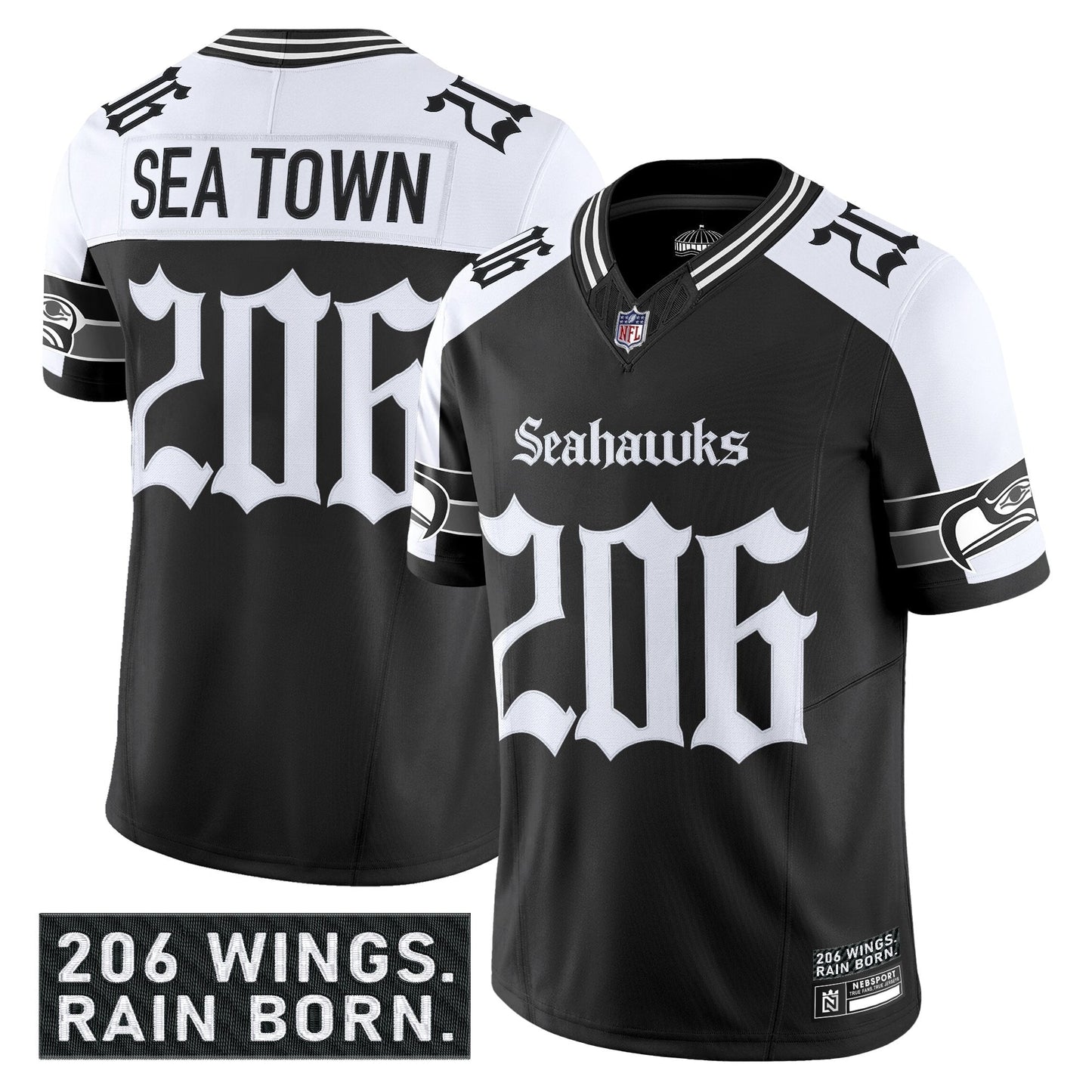 Men's Seattle Seahawks 'Gothic Rain City Shadows Edition' Vapor Limited Jersey - All Stitched