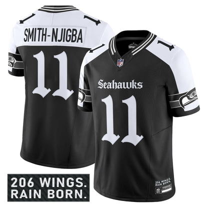 Men's Seattle Seahawks 'Gothic Rain City Shadows Edition' Vapor Limited Jersey - All Stitched
