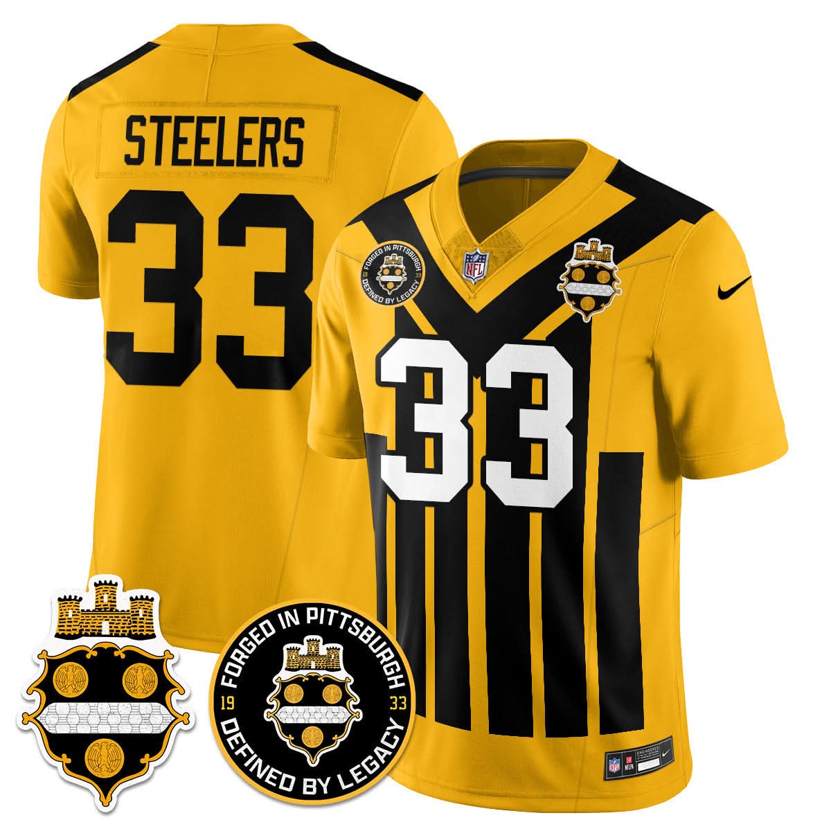 Men's Pittsburgh Steelers Alternate 1933 Throwback Limited Jersey - All Stitched
