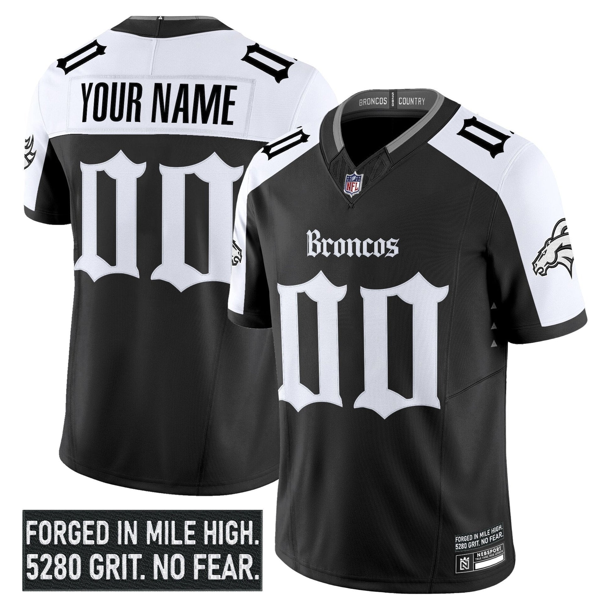 Denver Broncos 'Gothic Mile High Shadows Edition' Vapor Limited Custom Jersey - All Stitched
