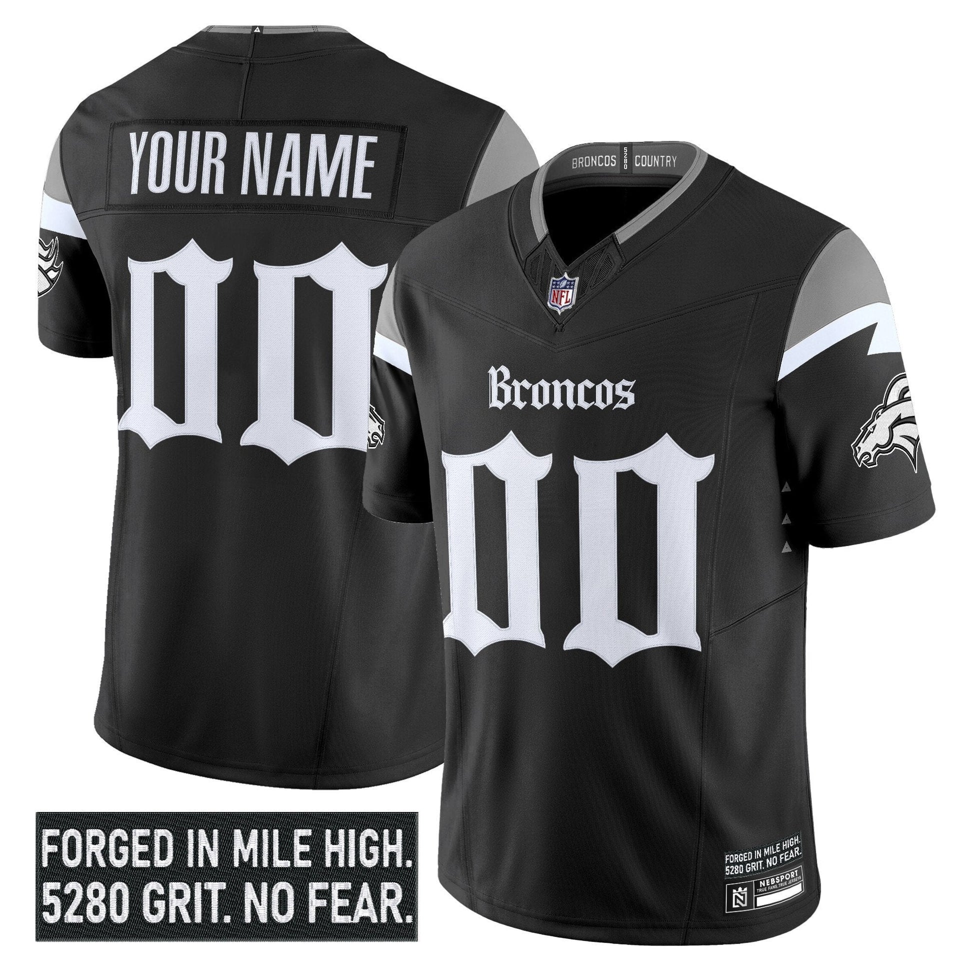 Denver Broncos 'Gothic Mile High Shadows Edition' Vapor Limited Custom Jersey - All Stitched