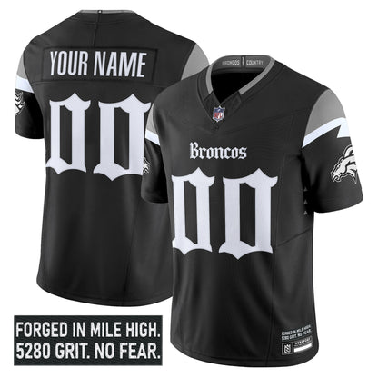 Denver Broncos 'Gothic Mile High Shadows Edition' Vapor Limited Custom Jersey - All Stitched