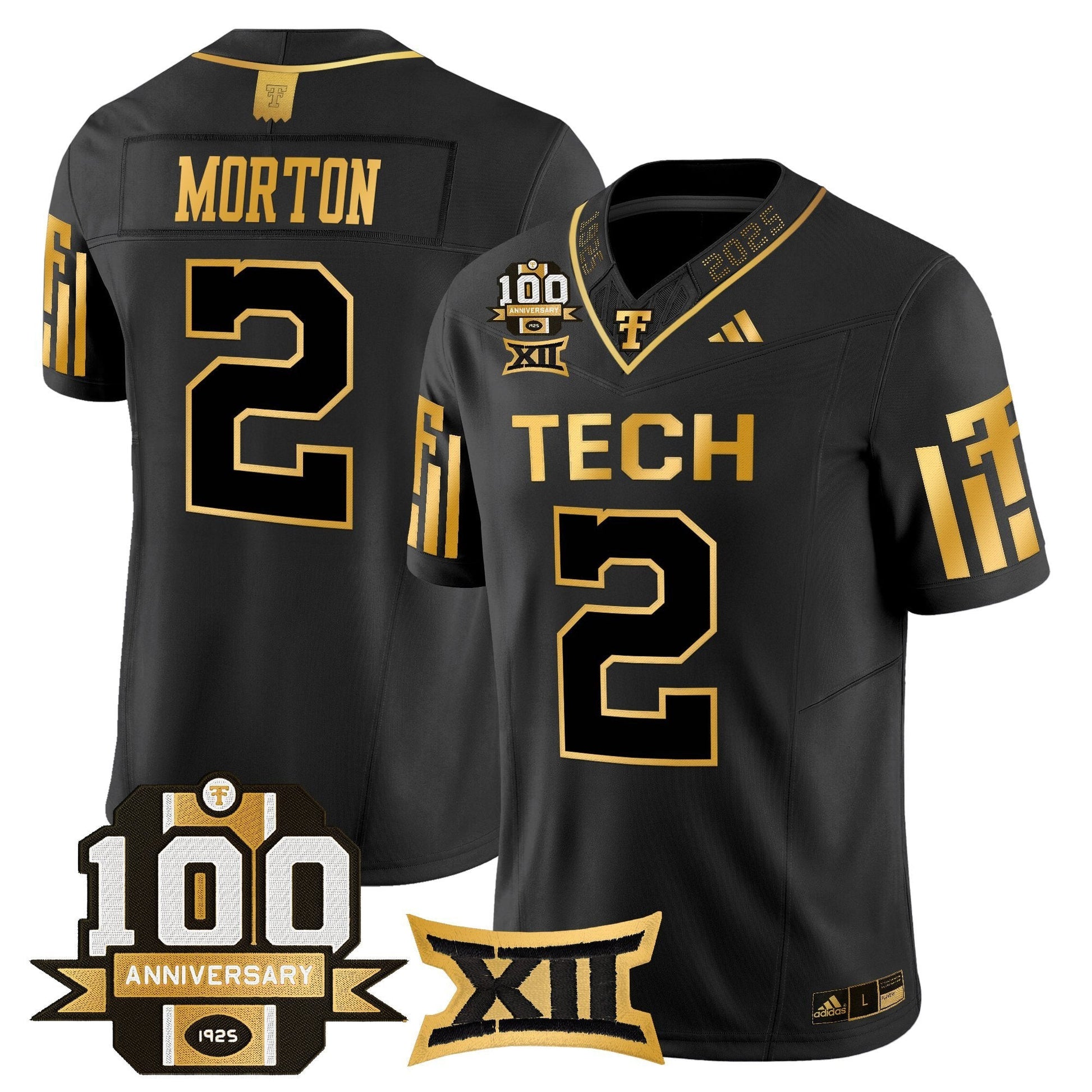 Men's Texas Tech Red Raiders 2025 Gold Vapor Limited Jersey - 100th Anniversary Patch - All Stitched