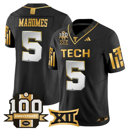 Men's Texas Tech Red Raiders 2025 Gold Vapor Limited Jersey - 100th Anniversary Patch - All Stitched