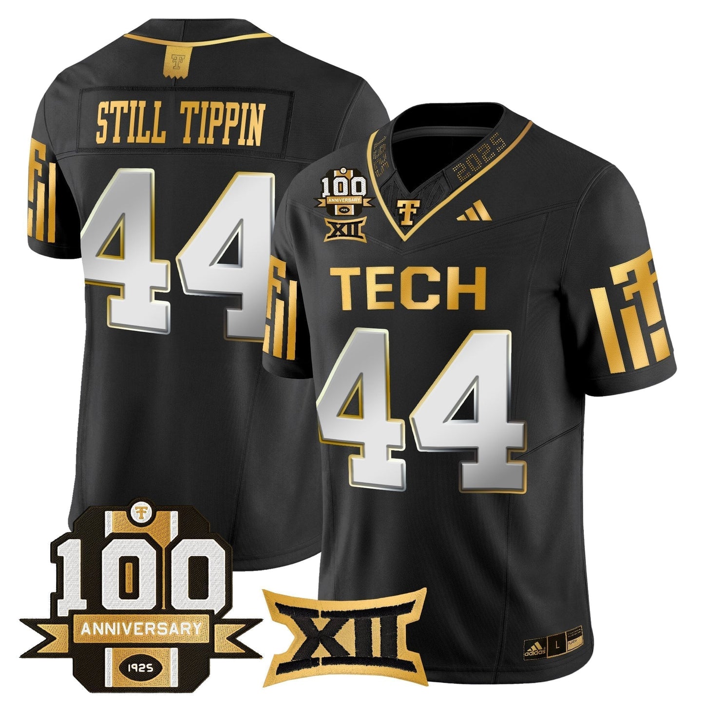 Men's Texas Tech Red Raiders 2025 Gold Vapor Limited Jersey - 100th Anniversary Patch - All Stitched