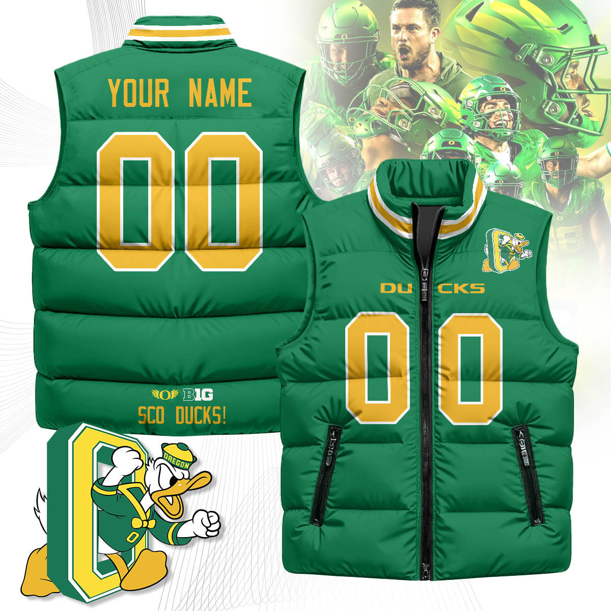 Custom Oregon Ducks Unisex Puffer Vest