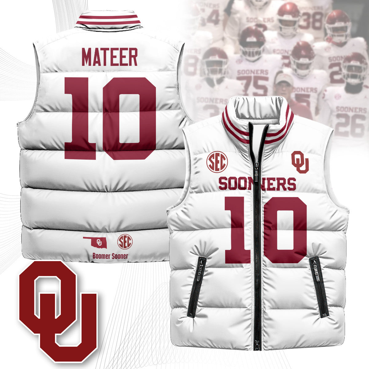 Oklahoma Sooners Unisex Puffer Vest