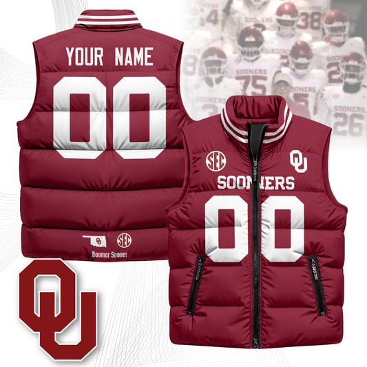 Custom Oklahoma Sooners Unisex Puffer Vest